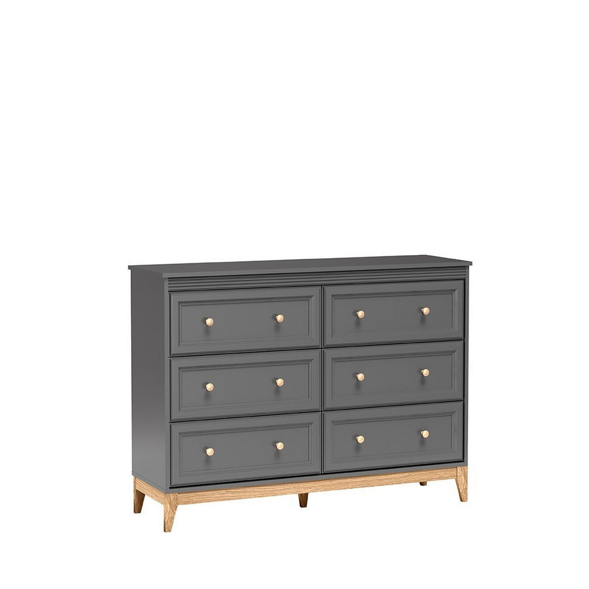 KOMMODE SUOLO 135,5/100/40,5cm mit 6 Schubladen Türen Grau - Grau, Holzwerkstoff (135.5/100/40.5cm) - MASSENO