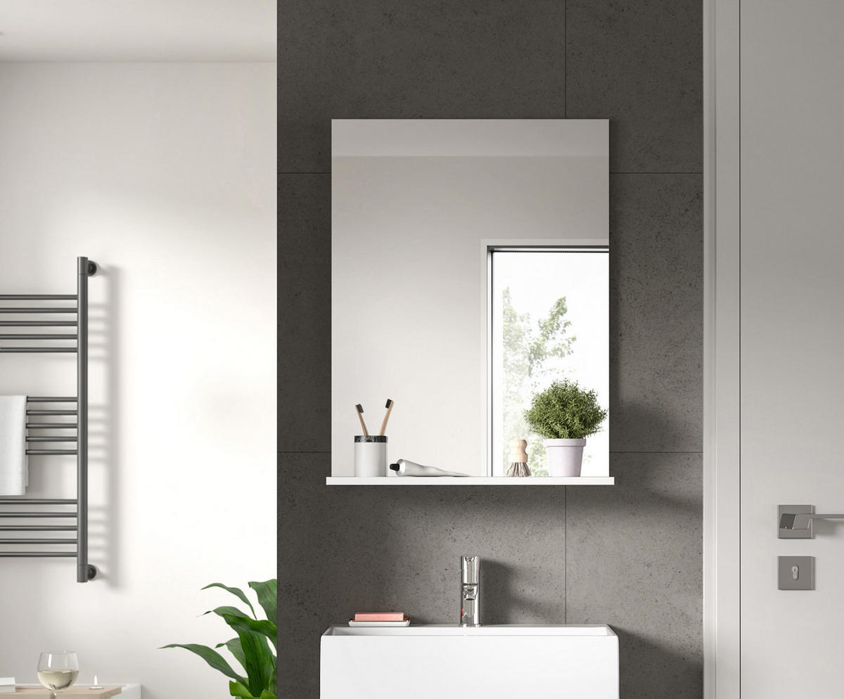 SPIEGEL Scout Bad in weiß Nachbildung und weiß hochglanz B/H/T: 60x79x18 cm - Weiß, Glas (60/79/18cm)