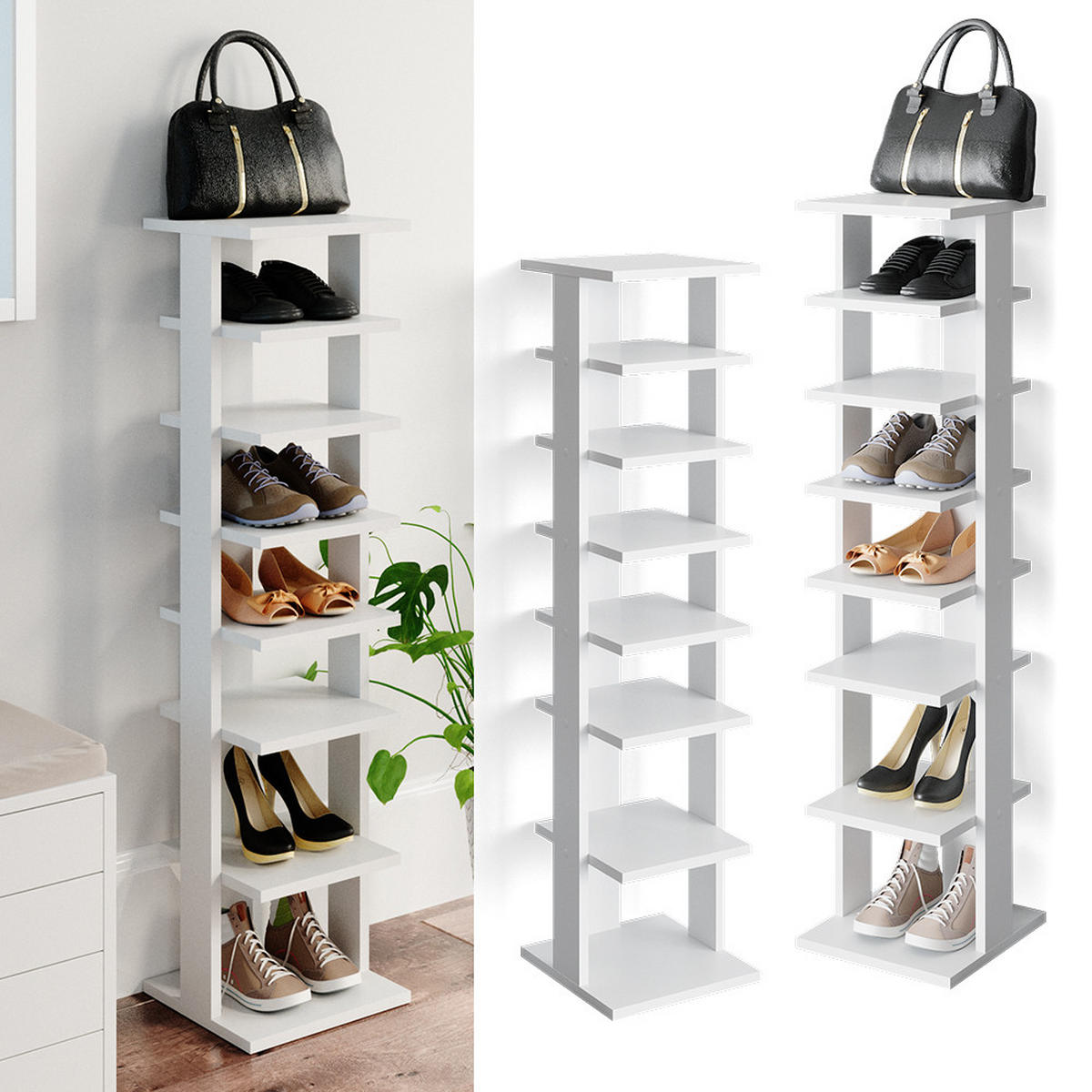 SCHUHSCHRANK Sara Weiß 26.7 x 110 cm - Weiß, Holzwerkstoff (26.7/110/27.7cm) - Vicco