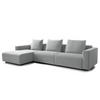 3-SITZER ECKSOFA mit Longchair - Webstoff - Hellgrau/Schwarz, Kunststoff/Textil (320/170cm) - home24