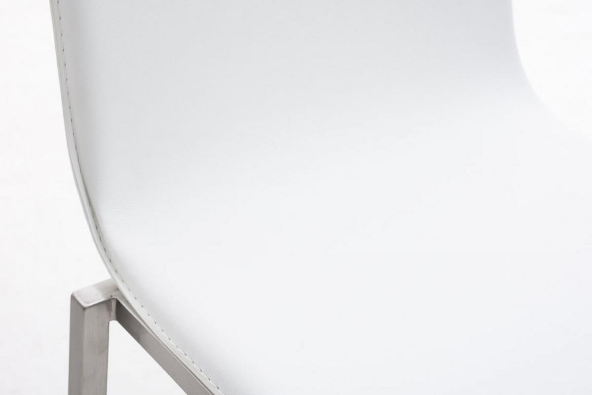 BARHOCKER Lederlook weiß - Edelstahlfarben/Weiß, Textil/Metall (43/103/51cm) - CLP