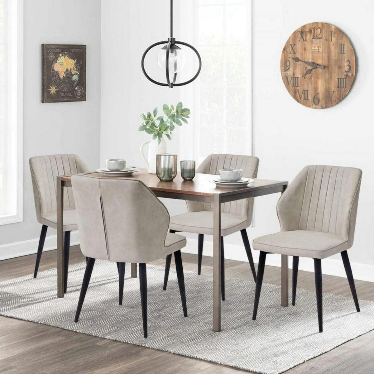 ESSZIMMERSTÜHLE 2er-Set Beige Kunstleder mit ergonomischer Rückenlehne und Metallbeinen - Creme, Kunststoff (48/85/44cm)