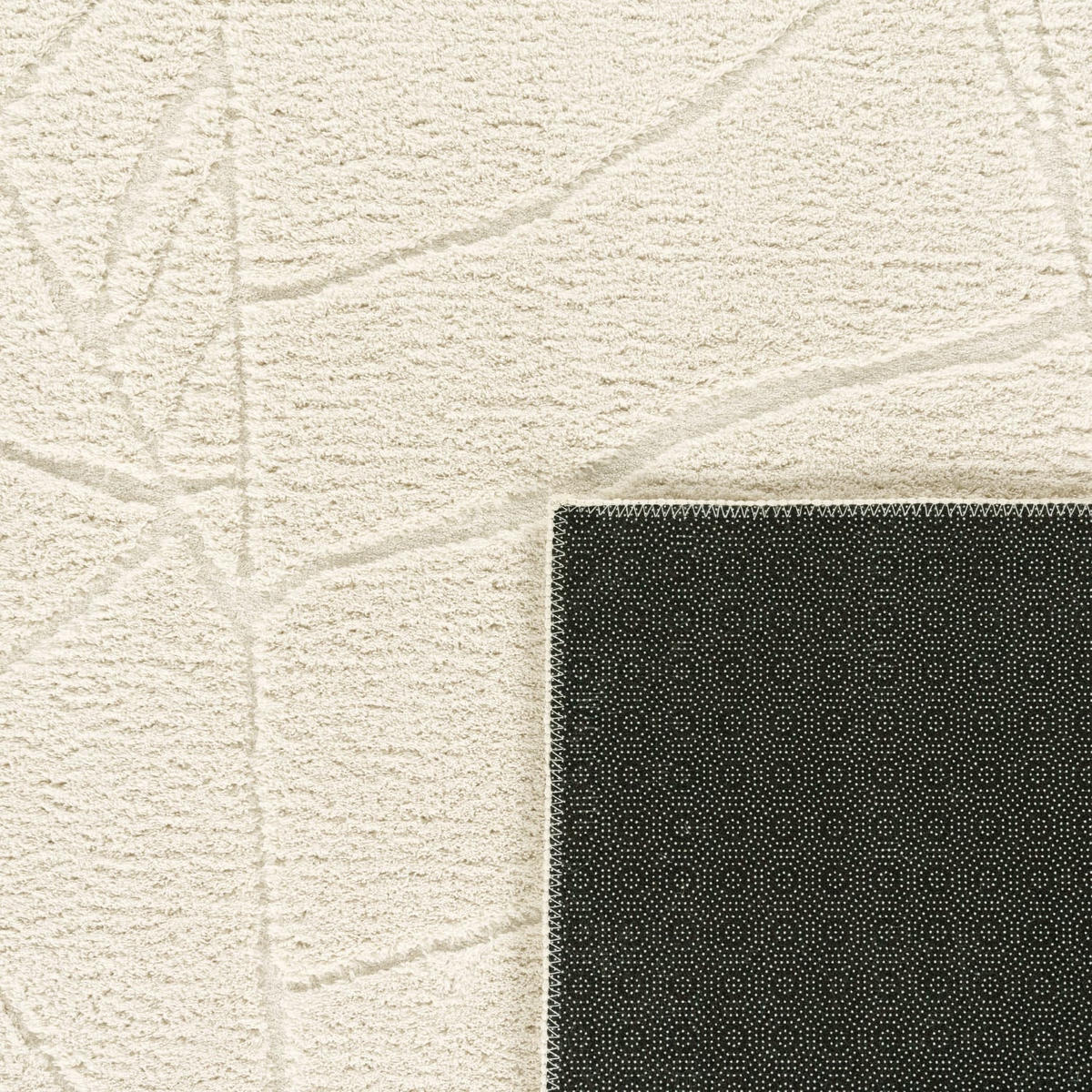 TEPPICH Kurzflor waschbar Struktur Wohnzimmer schmutzabweisend Creme Rechteckig 120x160 - Beige, Textil (160/120cm) - KADIMA DESIGN