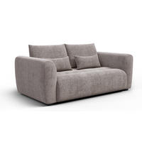SOFA SORENO 3-Sitzer, dunkelbeige - Beige/Schwarz, Holz/Textil (214/94/114cm) - Courtois Laville