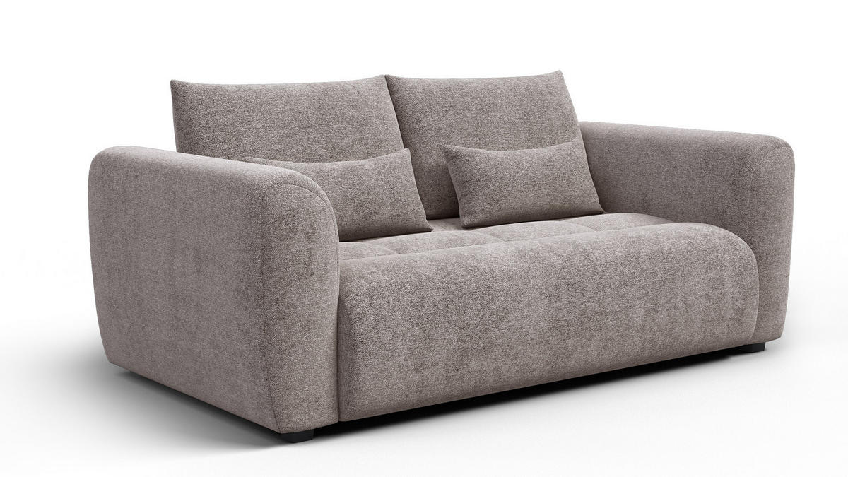 SOFA SORENO 3-Sitzer, dunkelbeige - Beige/Schwarz, Holz/Textil (214/94/114cm) - Courtois Laville