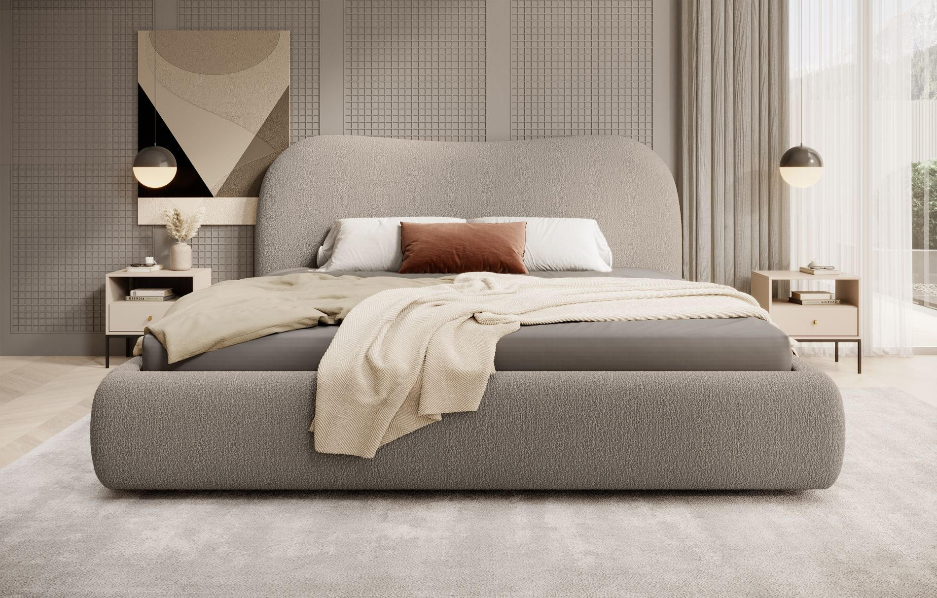 POLSTERBETT SIMSALO Dunkelbeige 140x200 cm - Greige/Schwarz, Kunststoff/Textil (140/200cm) - Selsey