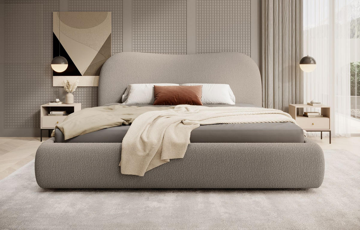 POLSTERBETT SIMSALO Dunkelbeige 180x200 cm - Greige/Schwarz, Kunststoff/Textil (180/200cm) - Selsey