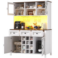ANRICHTE Küchenschrank 120/40/170 cm aus MDF mit Glas und LED-Beleuchtung Weiß - Weiß, Holzwerkstoff (120/170/40cm) - Modenvie