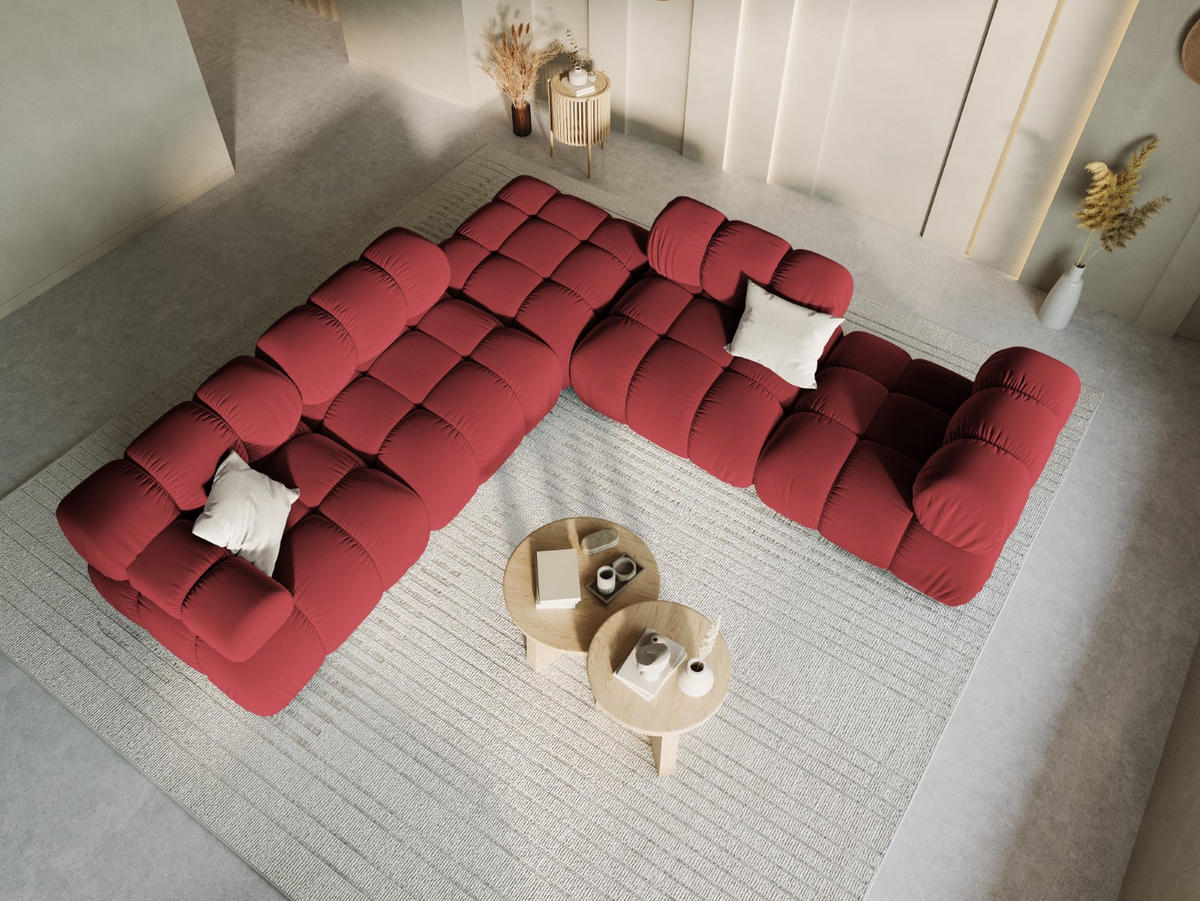 MODUL links Bellis aus Samt dunkelrot - Dunkelrot, Textil (94/70/94cm) - Micadoni