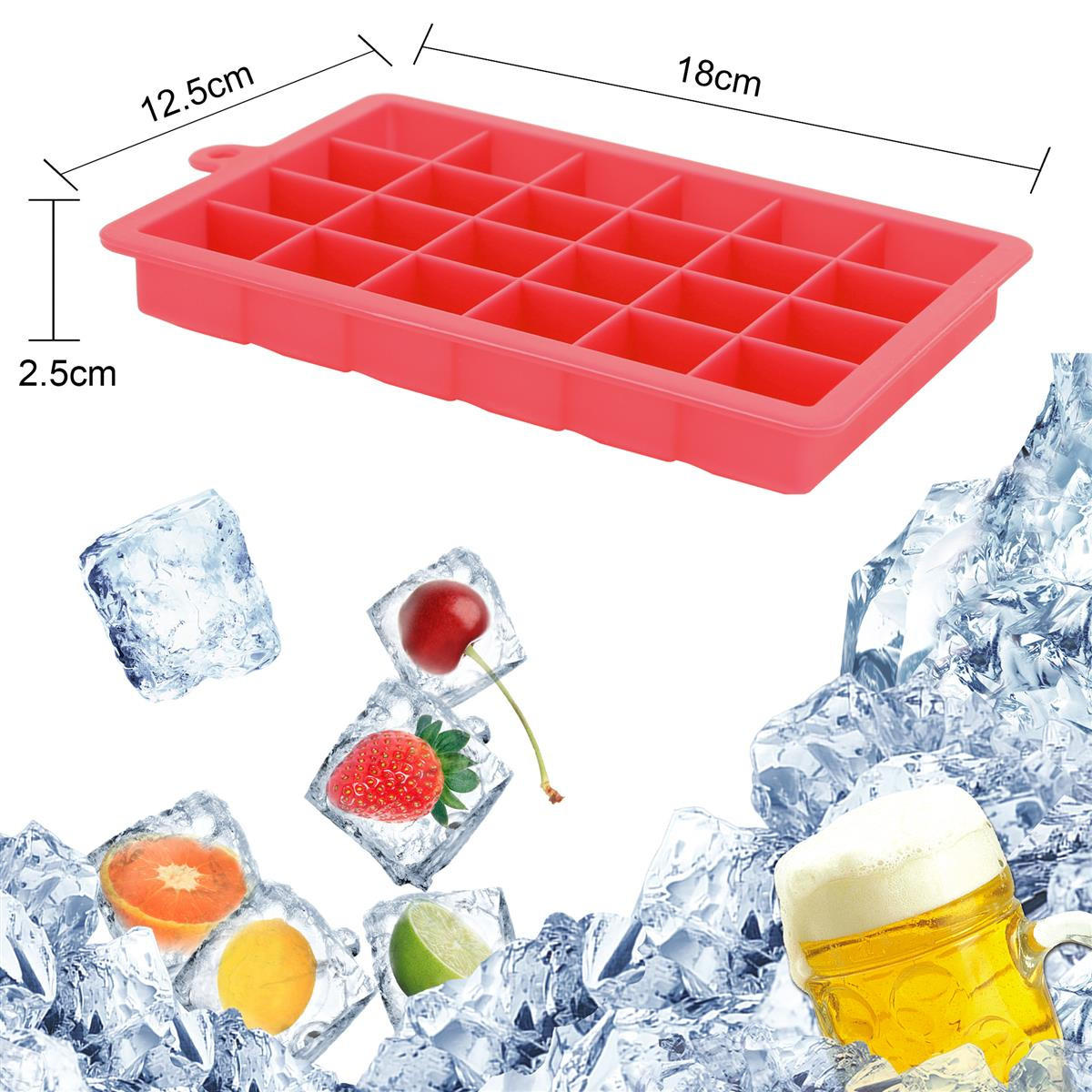 EISWÜRFELFORM 2er Set - Rot, Kunststoff (13/2.5/18cm) - Intirilife