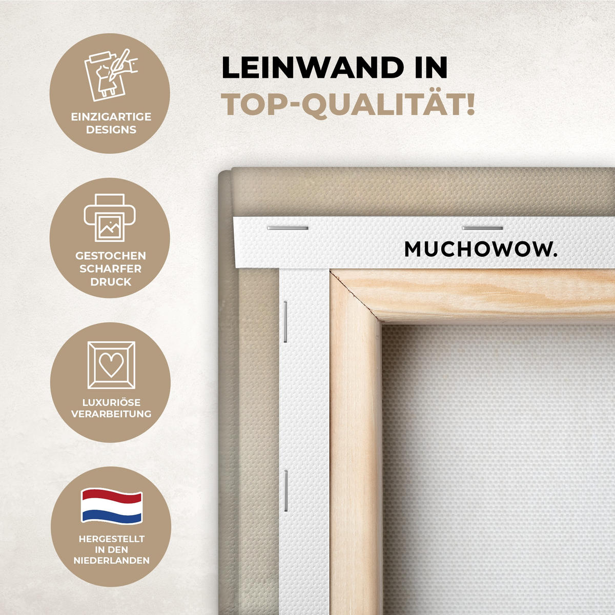 LEINWANDBILD Blumen - Japandi - Wabi sabi 90x140 cm - Sandfarben, Textil (90/140cm) - MuchoWow