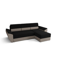 ECKSOFA L REBI L2 Rainbow 15/83 Rechts mit Schlaffunktion, L-Form - Beige/Schwarz, Textil (251/140cm)