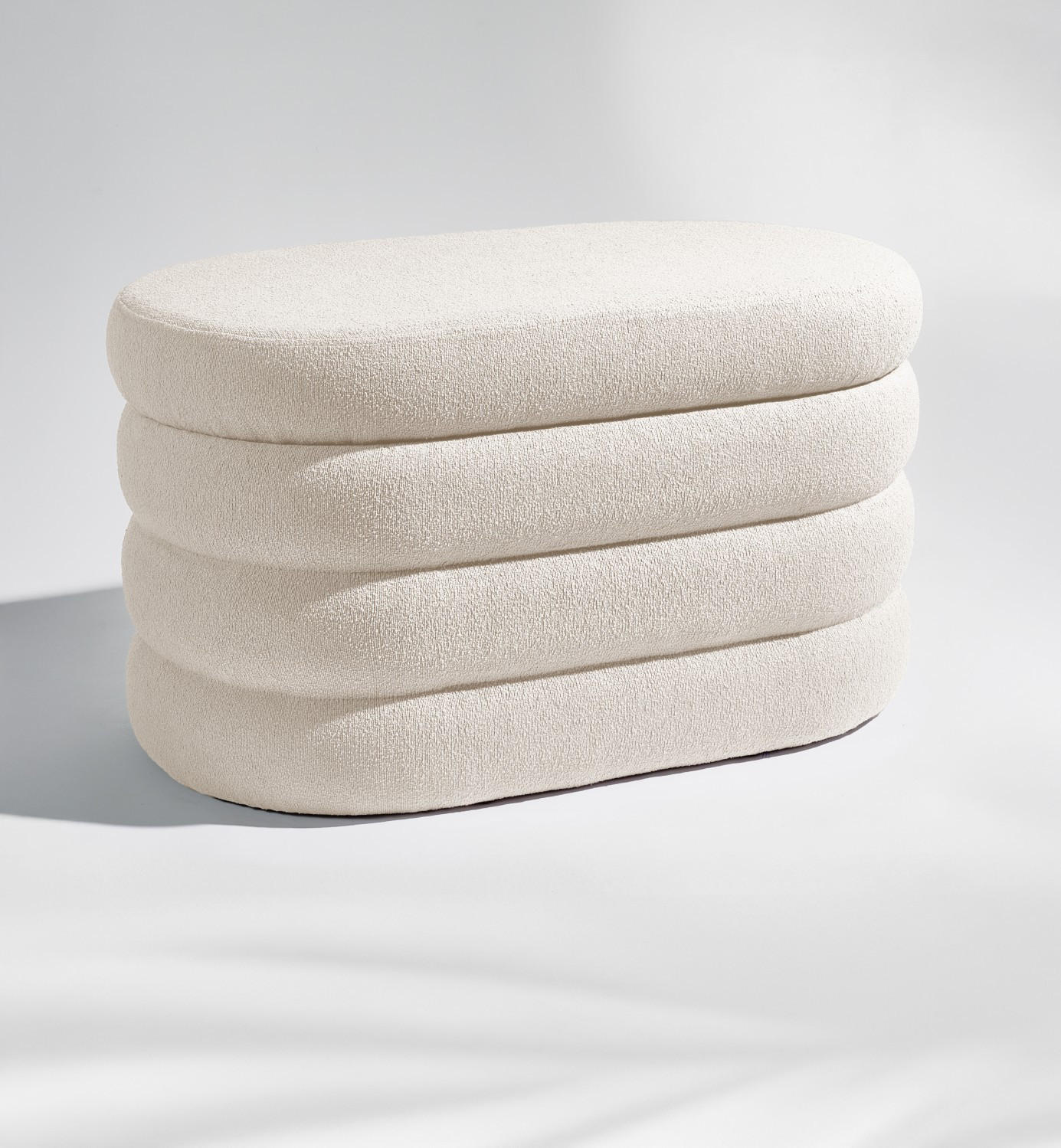 SITZBANK mit Stauraum Oval – Bouclé Sitztruhe Creme - Beige, Textil (42/42.5/76cm) - Blumtal