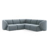 ECKSOFA Samt Stoff Blau - Schwarz/Hellblau, Holzwerkstoff/Kunststoff (251/251cm) - Makamii