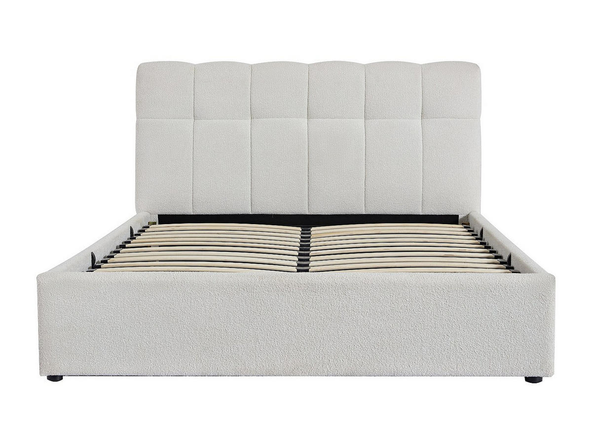 BETT mit Bettkasten - 2 Personen - Stoff - Weiß - - Weiß, Textil (160/200cm) - Vente-Unique