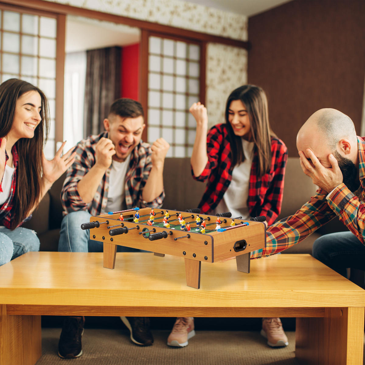 TISCHKICKER - Hellbraun, Holzwerkstoff/Kunststoff (69/60cm) - Relaxdays