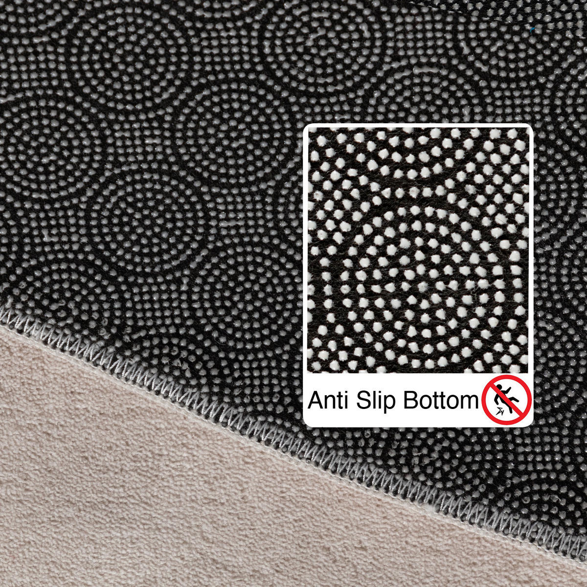 TEPPICH Kurzflor Uni-Farbe Microfaser Antirutsch Wohnzimmer waschbar Creme Rund 160x160 - Creme, Textil (160/160cm) - KADIMA DESIGN