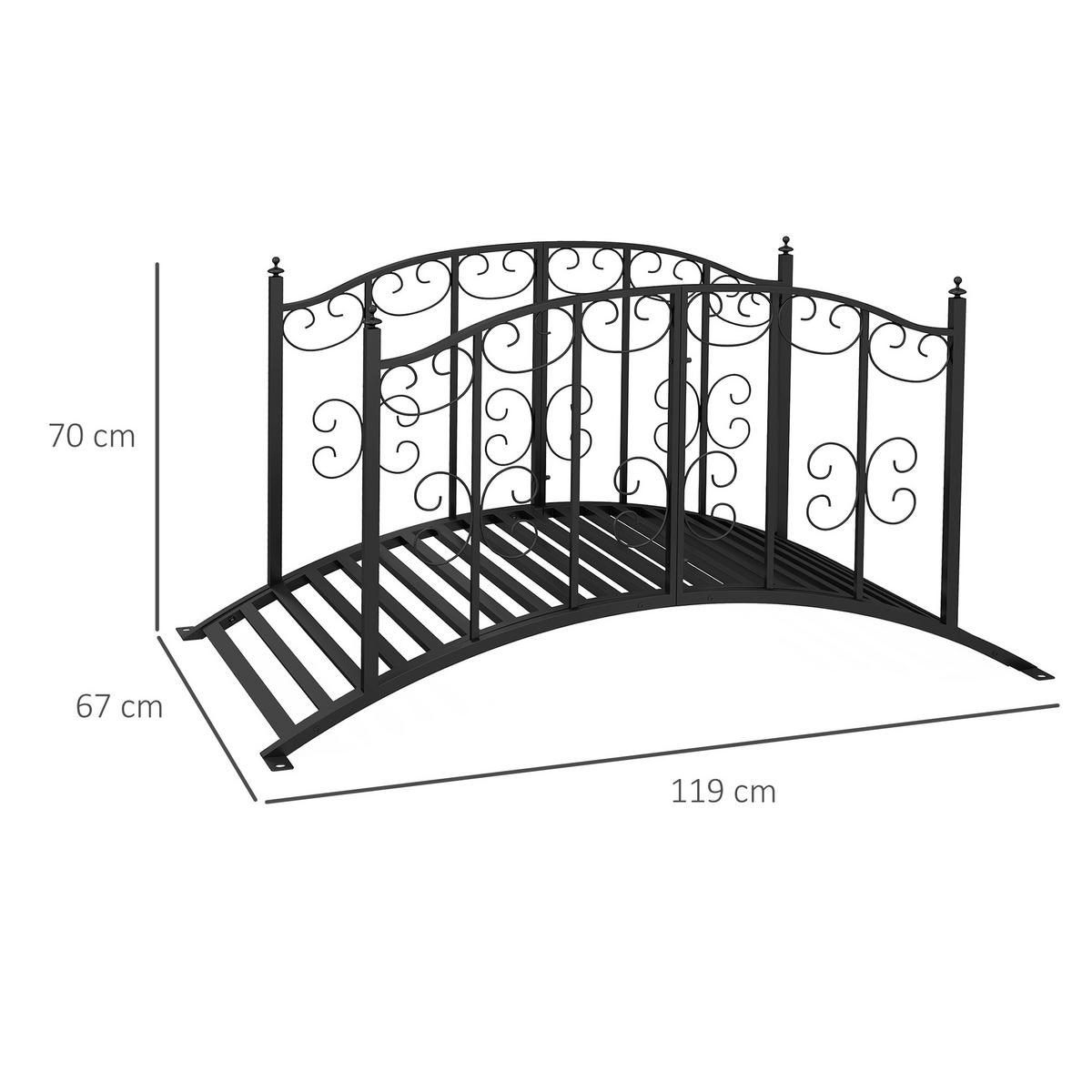 GARTENBRÜCKE, Stahl, Schwarz - Schwarz, Metall (119/67/70cm) - Outsunny