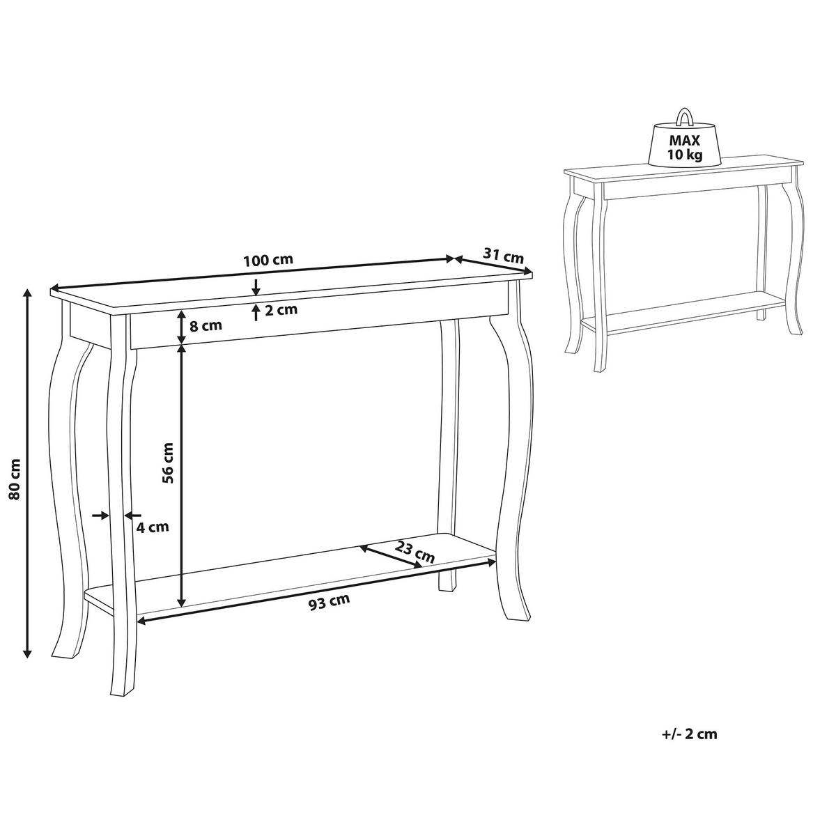 KONSOLENTISCH weiß rechteckig 30/100 cm Hartford - Weiß, Holzwerkstoff (30/100/80cm) - Beliani