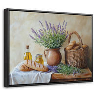LEINWAND Bilder mit Rahmen - Lavendel - Brot - Stilleben - 40x30 - Flieder, Textil (40/30cm) - MuchoWow