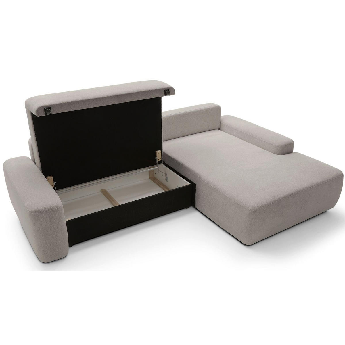 ECKSOFA Baleo Greige Chenille-Bezug - Taupe/Schwarz, Kunststoff/Textil (162/264cm) - Selsey