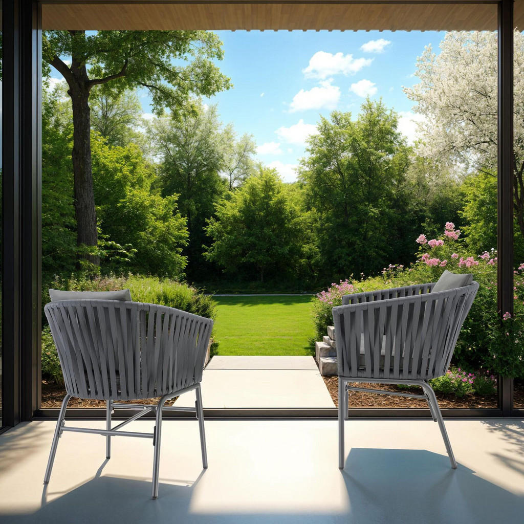 Thumbnail - tectake Stuhlset, Dunkelgrau, Dunkelgrau, Textil, 60x77x61 cm, Gartenmöbel, Gartenstühle, Gartenstühle