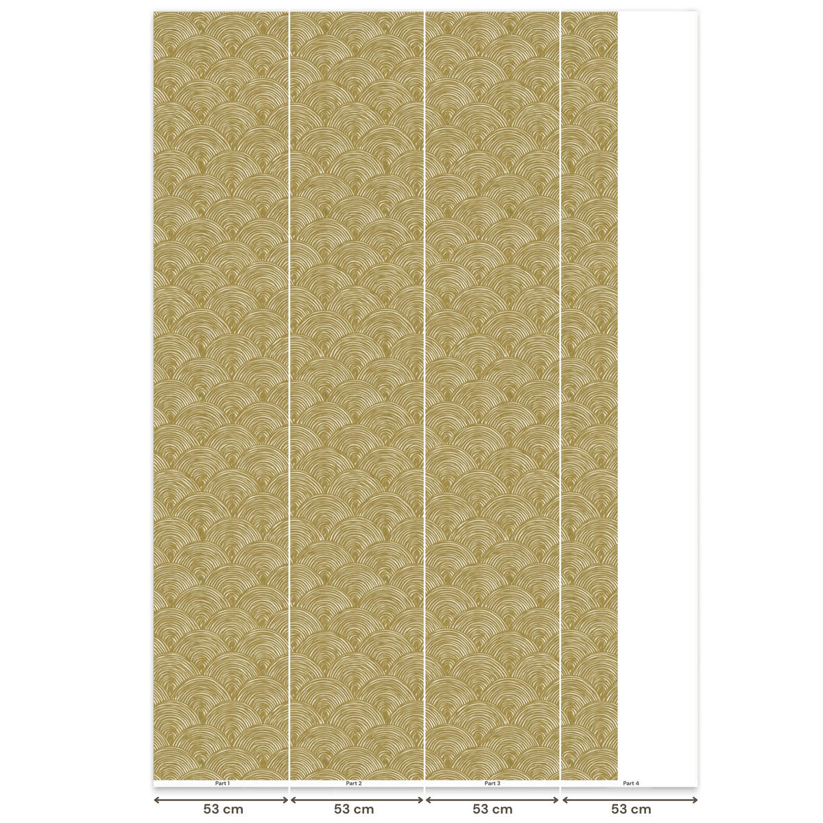 TAPETE - Fächer - Geometrisch - Grün - 160x280 cm - Goldfarben, Papier (160/280cm) - OnlyWow