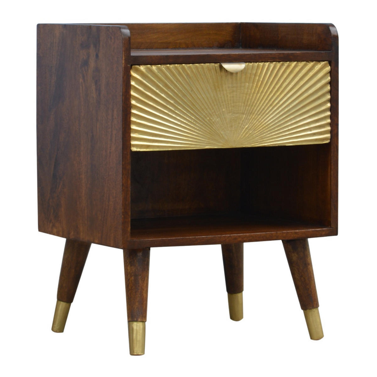NACHTTISCH aus Massivholz - Messingfarben/Braun, Holz/Metall (45/58/35cm) - Artisan Furniture
