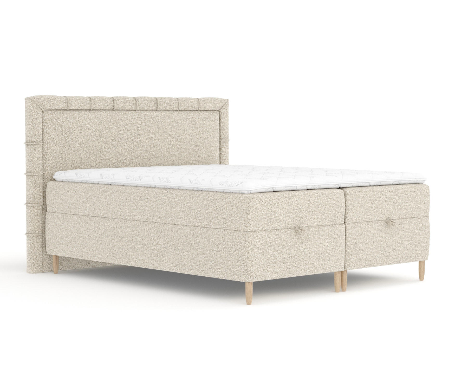 BOXBETT Voyage Beige 180/200 cm mit Matratze und Topper - Beige/Naturfarben, Holz/Holzwerkstoff (180/200cm) - Maison de Reve