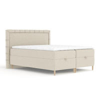 BOXBETT Voyage Beige 180/200 cm mit Matratze und Topper - Beige/Naturfarben, Holz/Holzwerkstoff (180/200cm) - Maison de Reve