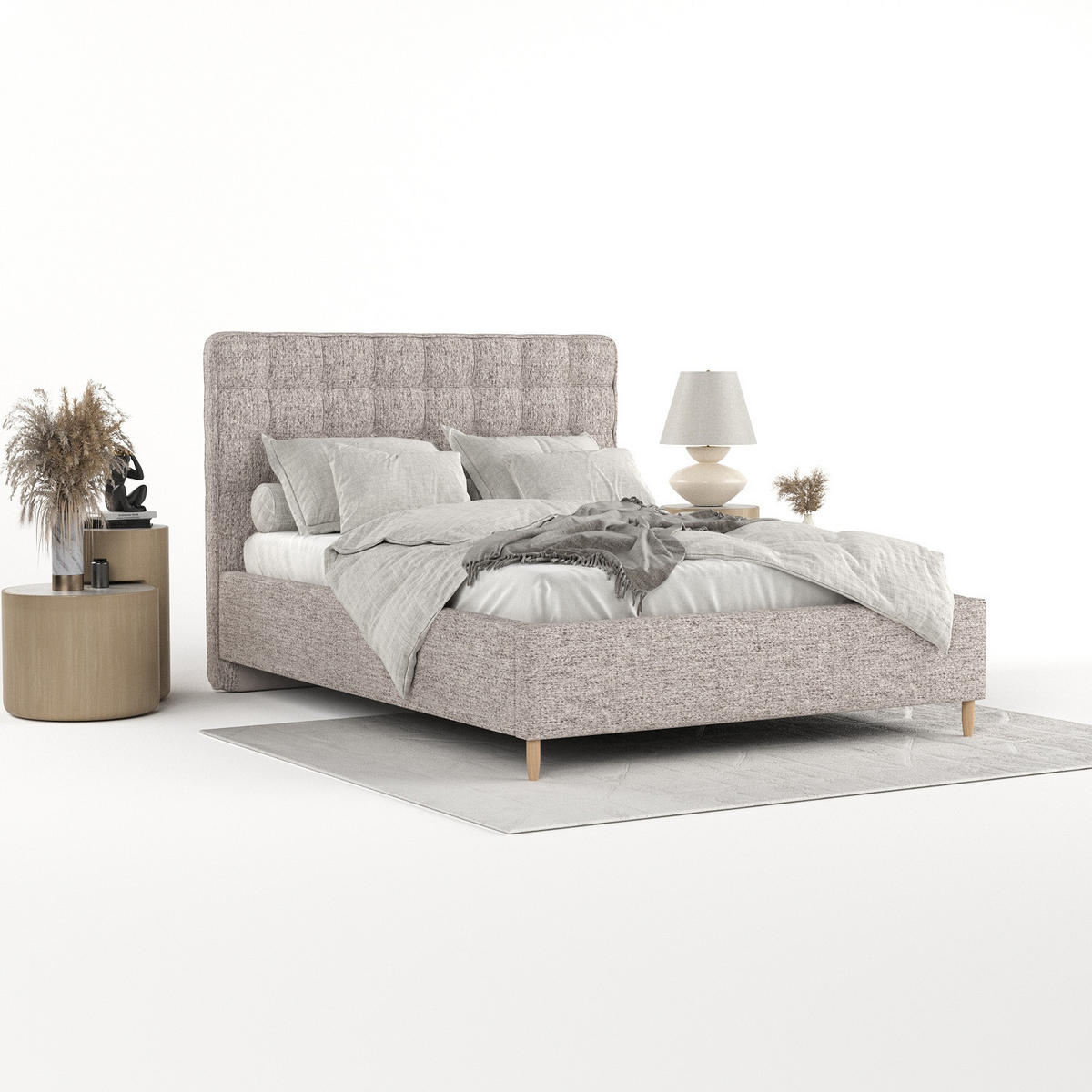POLSTERBETT Paloma 120/200 cm Beige im Neve Stoff - Beige/Naturfarben, Holz/Holzwerkstoff (120/200cm) - AltaBeds