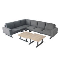 ECK-GARTENMÖBEL 5-Sitzer, Grau - Grau, Metall - Oviala