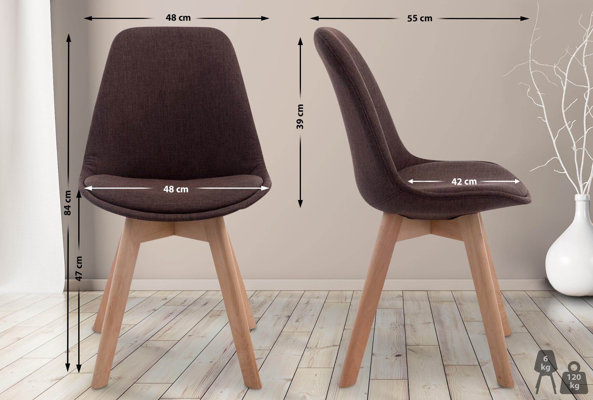 STUHL Stoff Braun - Eukalyptusholzfarben/Braun, Holz/Textil (48/84/55cm) - CLP