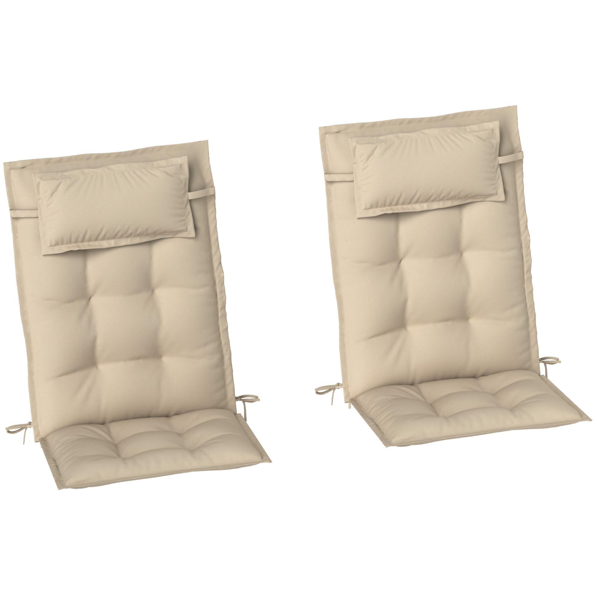 SESSELAUFLAGENSET 2er-Set aus Polyester 50x116x5 cm in Beige mit Bändern - Beige, Textil (50/5/116cm) - Modfu