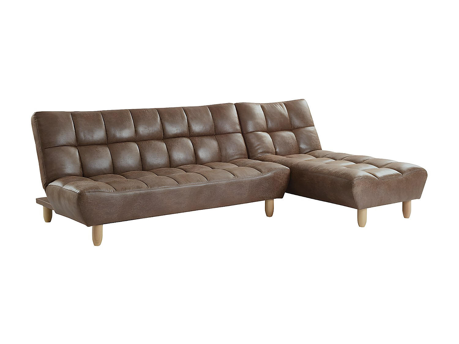 MODULIERBARES Schlafsofa Klappsofa - Microfaser-Vintage-Look - Braun - ESTEBAN - Braun, Textil (182/87/165cm) - Vente-Unique