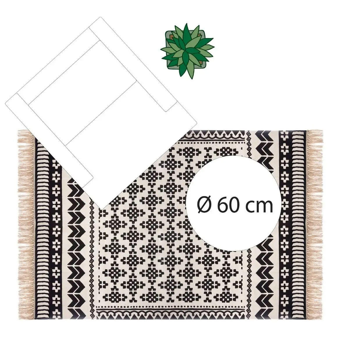 DEKO-TEPPICH aus Baumwolle 170/120 cm - Schwarz, Naturmaterialen (120/170cm) - Atmosphera Createur d´interieur