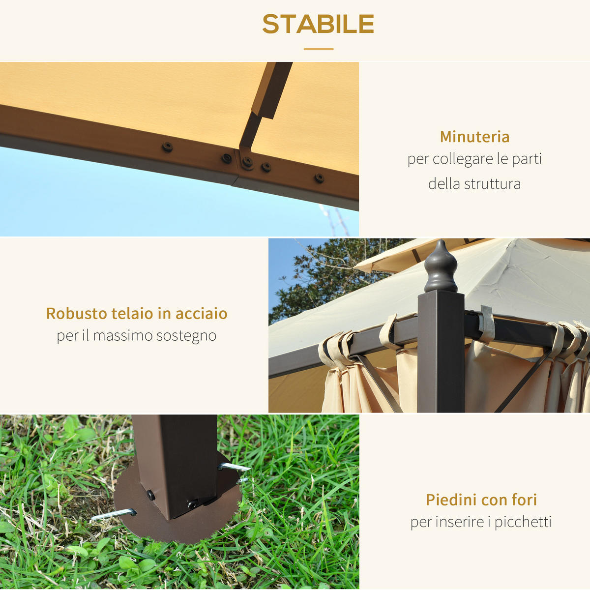 PAVILLON Beige 1 Stück - Beige, Naturmaterialien (300/275/300cm) - GiPP