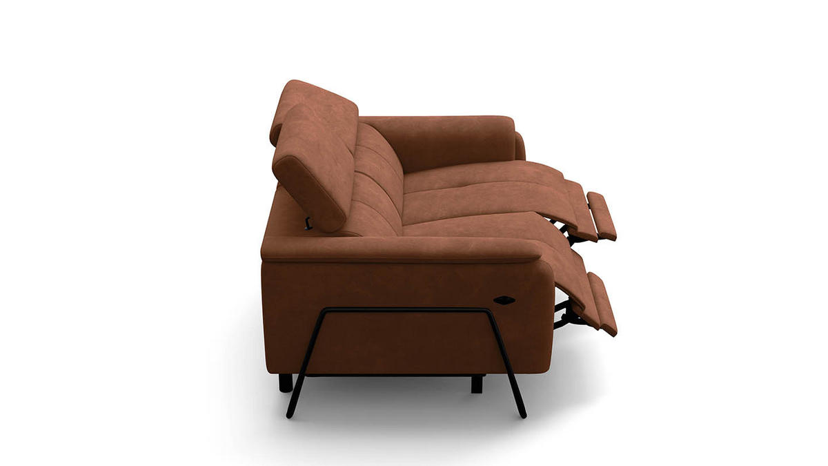 RELAXSOFA RODEN 2-Sitzer mit 2 Relax, braun, Veloursstoff - Braun, Holz/Textil (148/82/103cm) - Wozimo