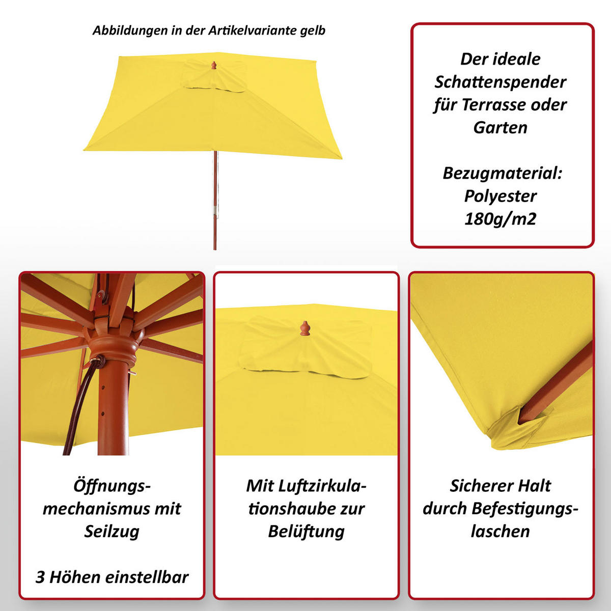 SONNENSCHIRM Anthrazit - Anthrazit, Holz (400/300cm) - MCW