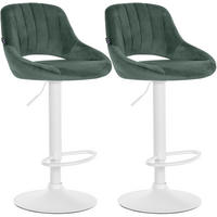 BARHOCKER 2 Samt Grün - Weiß/Grün, Textil (47/85/48cm) - CLP