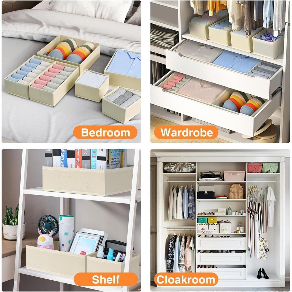 SCHUBLADEN Organizer 12-teiliges Set aus Stoff in Mix - Multicolor, Textil (15/9/30cm)