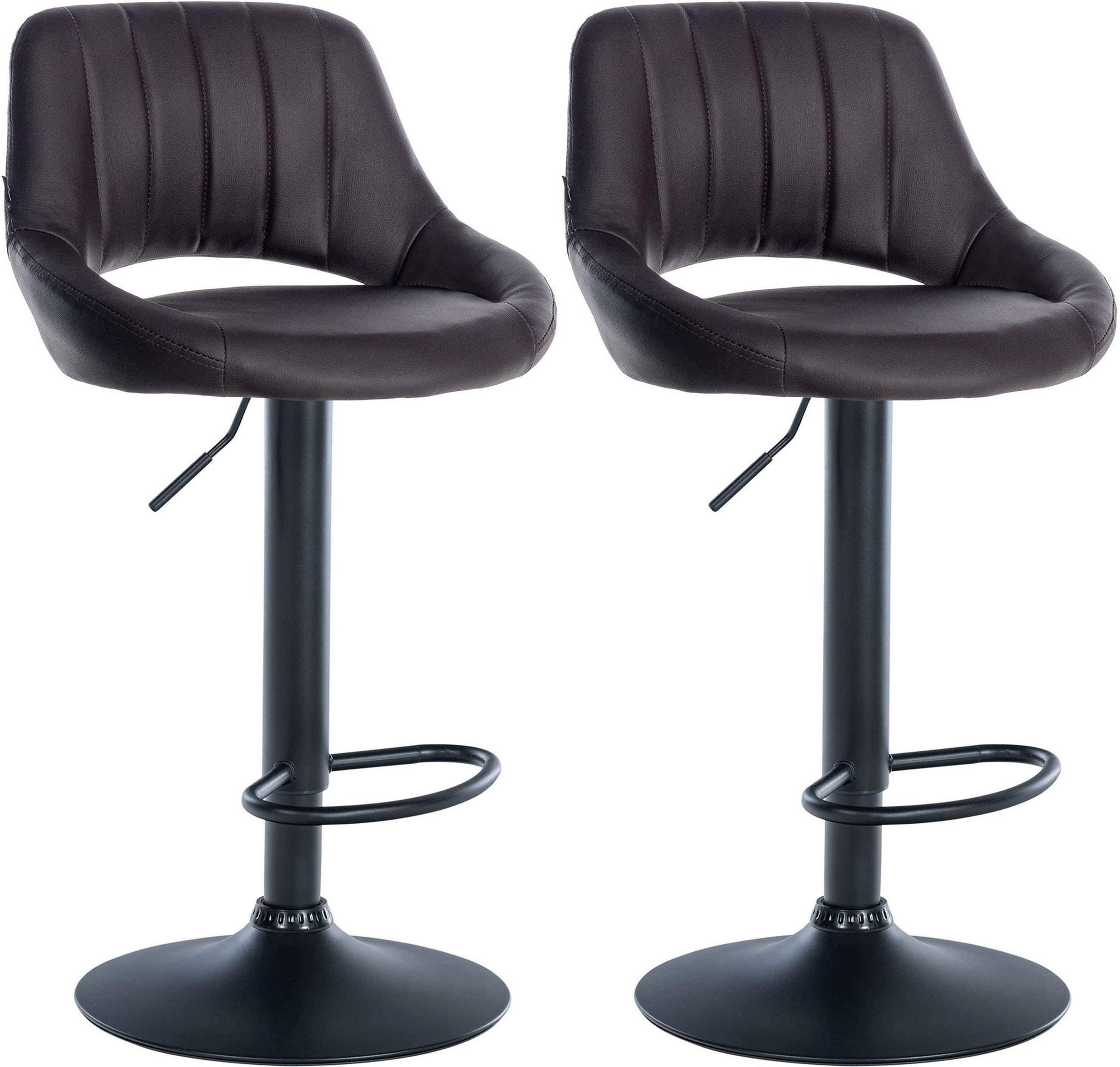 BARHOCKER 2er Set Milos Kunstleder B braun - Schwarz/Braun, Kunststoff/Metall (47/106/48cm) - TPFLiving