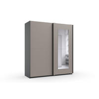 SCHWEBETÜRENSCHRANK Dunen in Grafit mit Saharagrau 180x198x65cm - Grau, Holzwerkstoff (180/198/65cm)