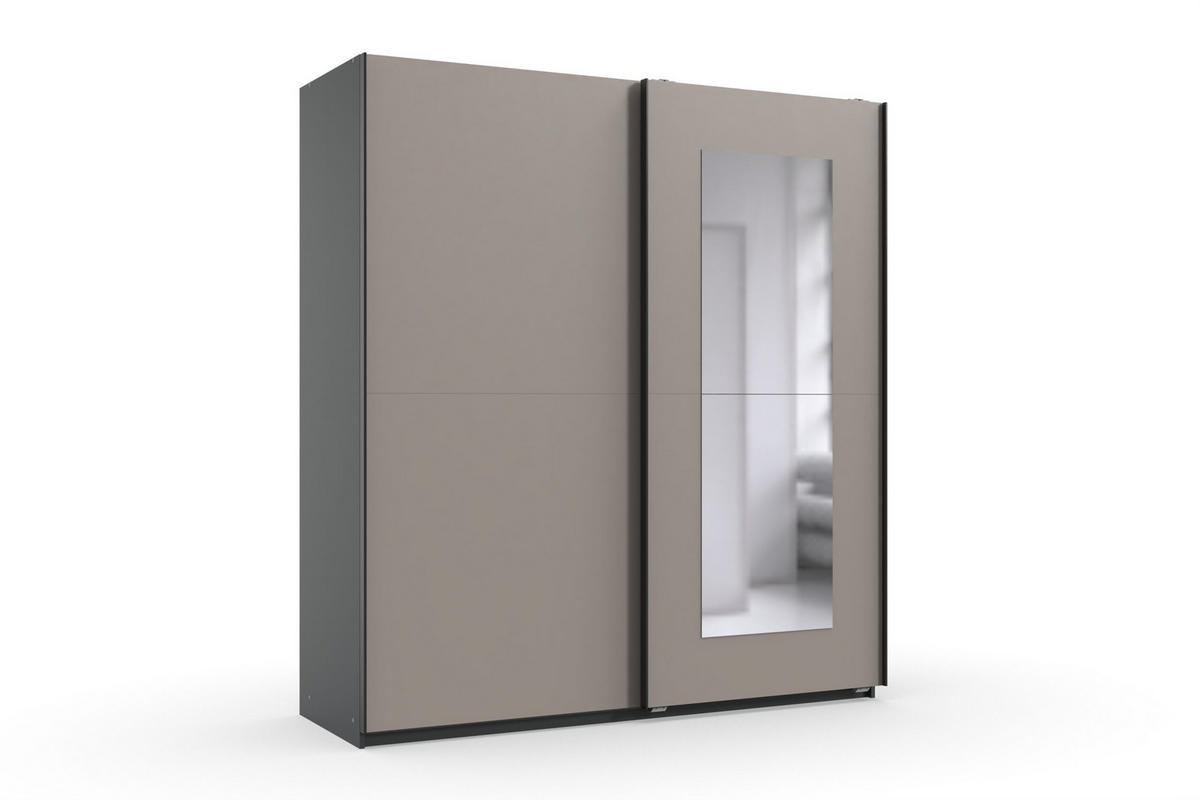 SCHWEBETÜRENSCHRANK Dunen in Grafit mit Saharagrau 180x198x65cm - Grau, Holzwerkstoff (180/198/65cm)
