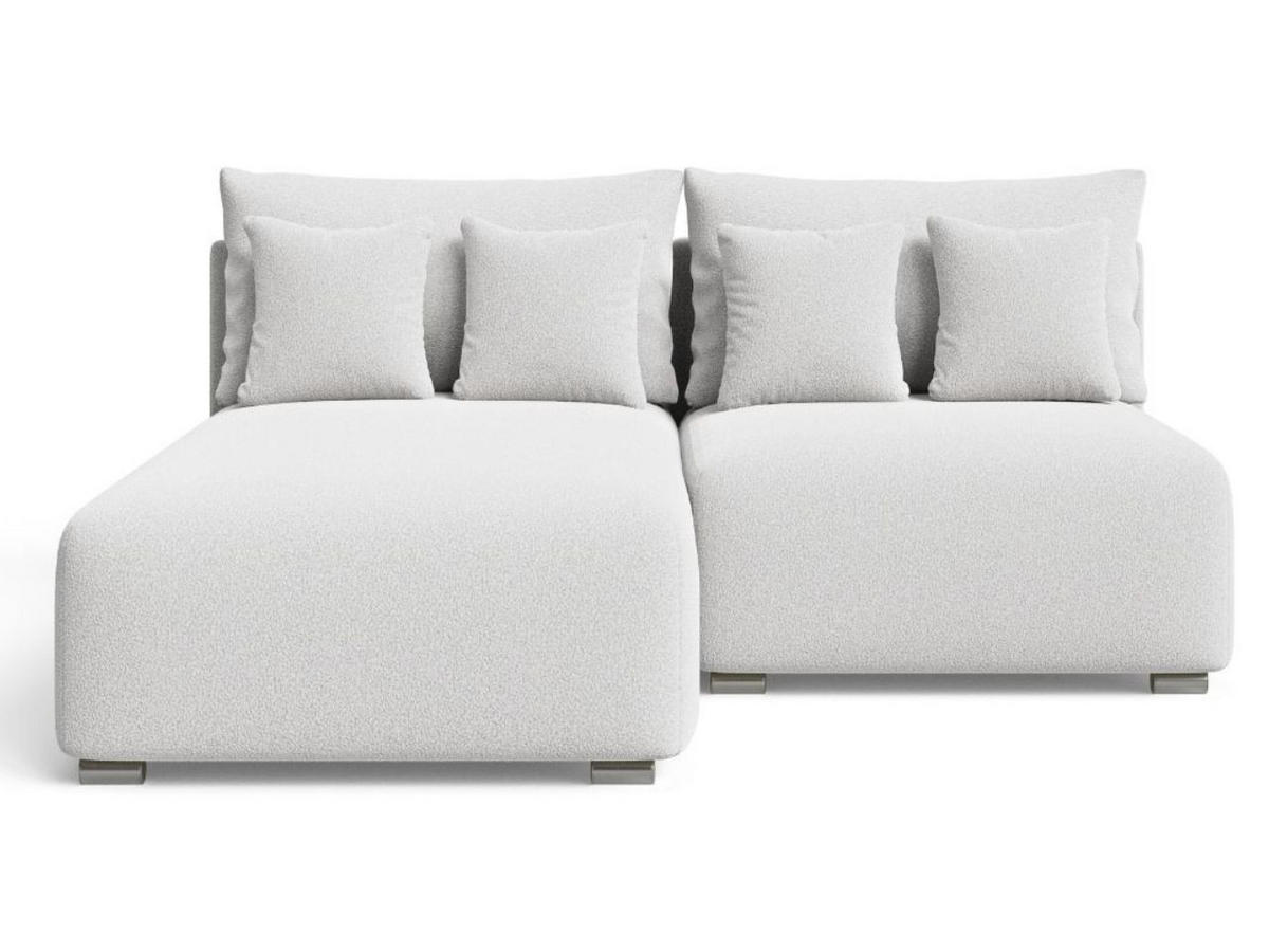 ECKSOFA Ronni Bouclé-Stoff Weiß Links - Weiß, Holz/Textil (206/190cm) - Graingold