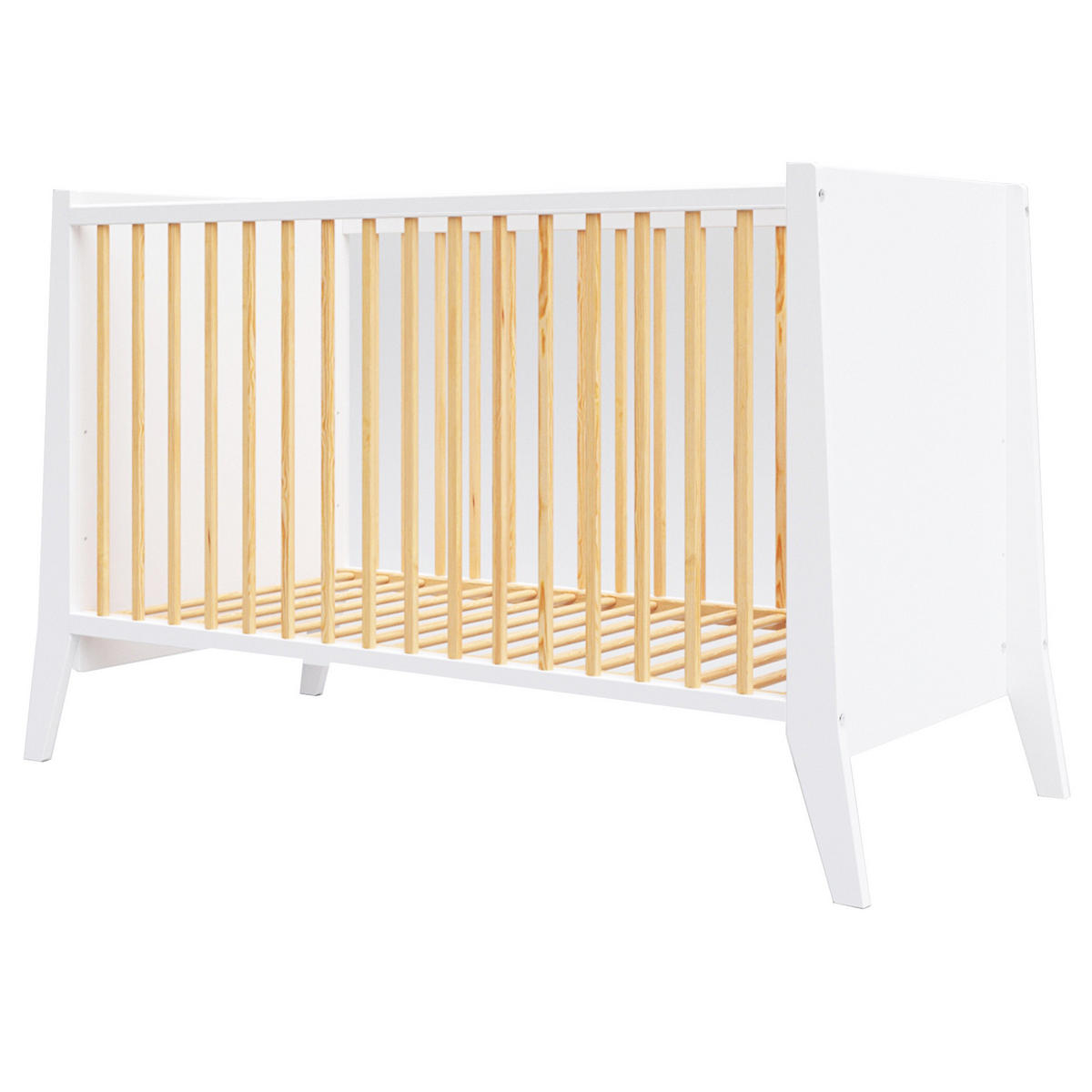 BABYBETT Zoe, Mitwachsendes, Weiß und Kiefer - Kieferfarben, Holz (60/120cm) - Premiers Moments