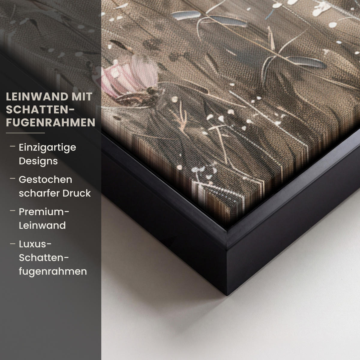 LEINWAND Bilder mit Rahmen - Blumen - Rosa - Modern - Beige - 70x50 - Beige, Textil (70/50cm) - MuchoWow