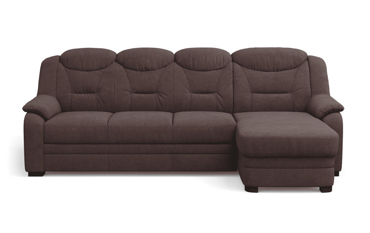 ECKSOFA mit Schlaffunktion – weiches Chenille-Gewebe - Rotbraun/Dunkelbraun, Holz/Kunststoff (162/257cm) - Cotta