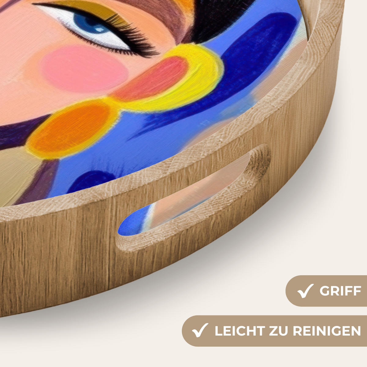 TABLETT - Porträt - Frau - Modern - 50x50 cm - Multicolor, Holz (50/5/5cm) - OnlyWow