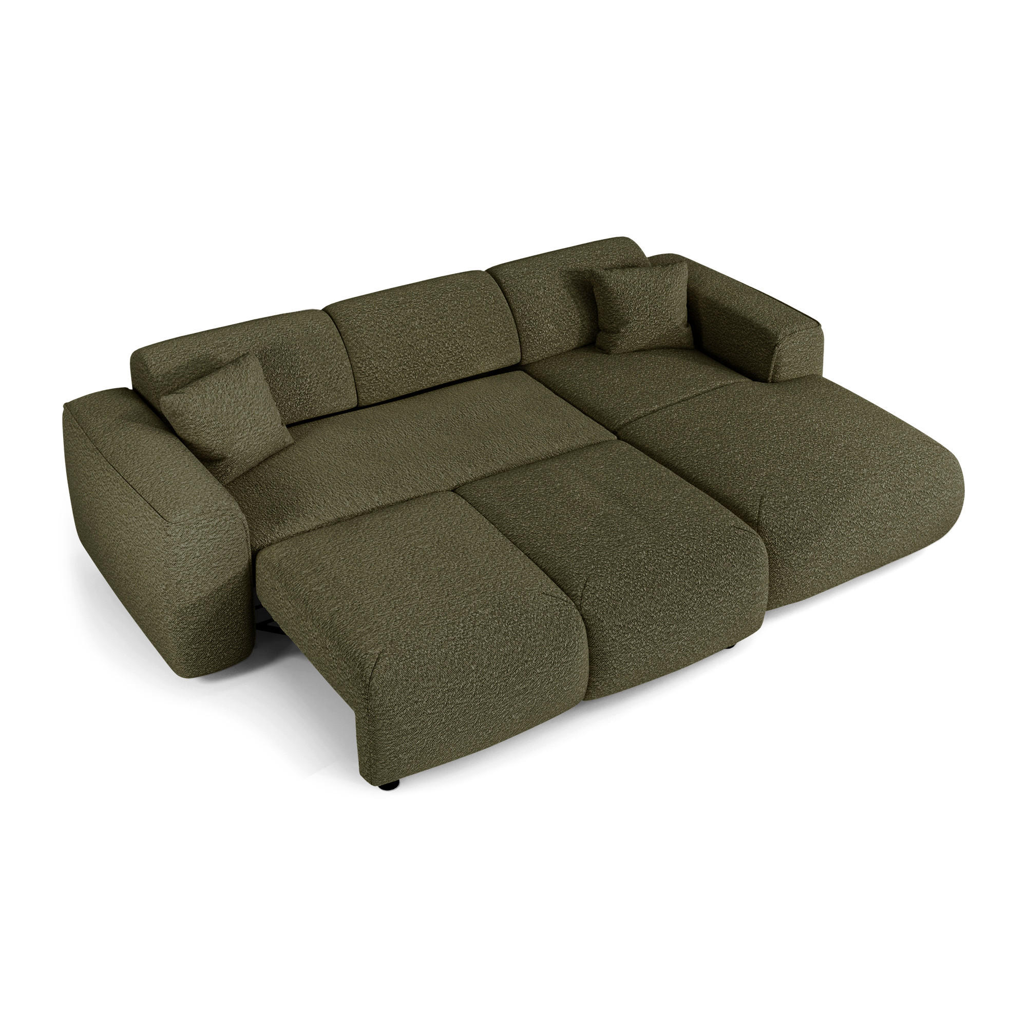 ECKSCHLAFSOFA Bouclé-Stoff Olivgrün 283cm - Olivgrün, Textil (283/180cm) - Sia Home